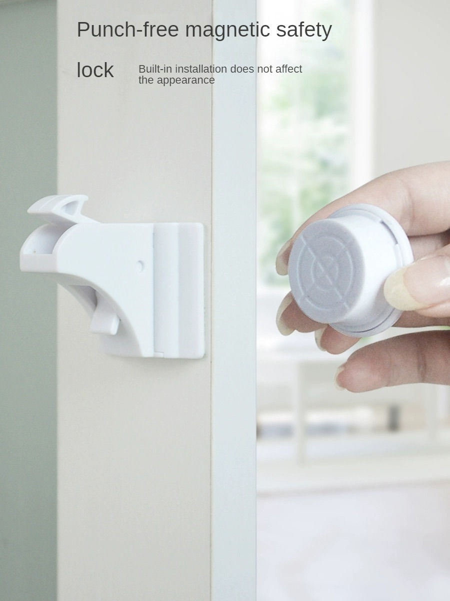 Thumbnail: Drawer Latch Cabinet Door Magnetic Child Safety Lock Limiter Children Protection