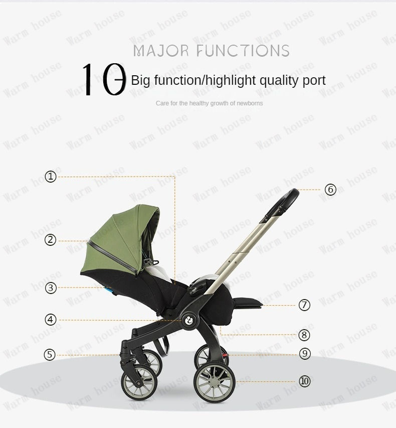Thumbnail: 4-in-1 baby two-way stroller Multifunctional newborn baby stroller 3in1 Foldable