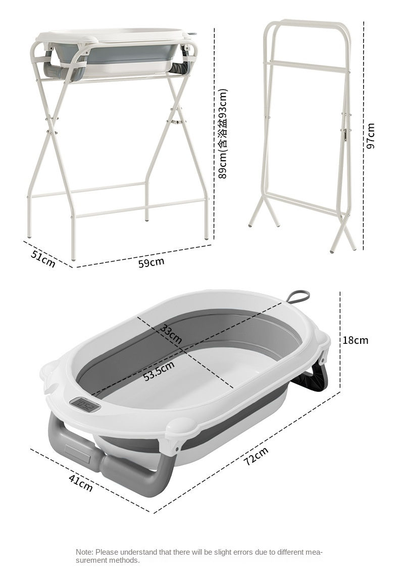 Thumbnail: Baby Bath Tub with Stand and Temperature-Sensitive Set Foldable Bath Tub Stand w