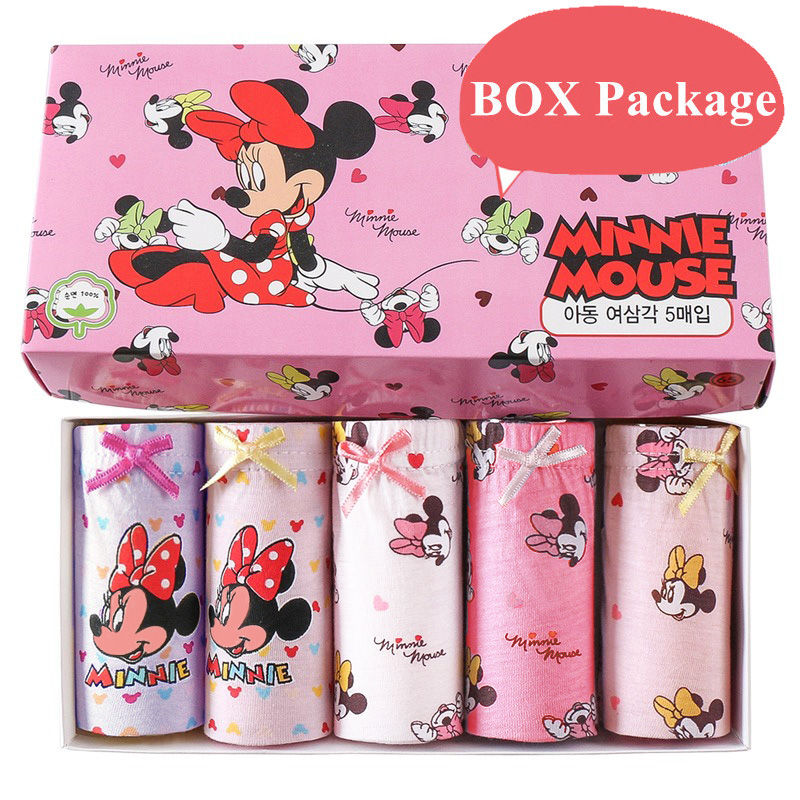 Thumbnail: 5 Packs/Box Children Underwear Mickey Cartoon Girls Panties Soft Cotton Kids Tri