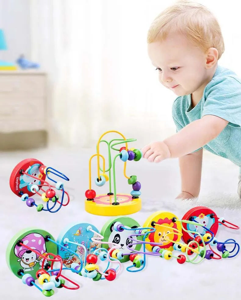 Thumbnail: Colorful Wooden Roller Coaster Educational Circle Toy For Preschool Learning Bea