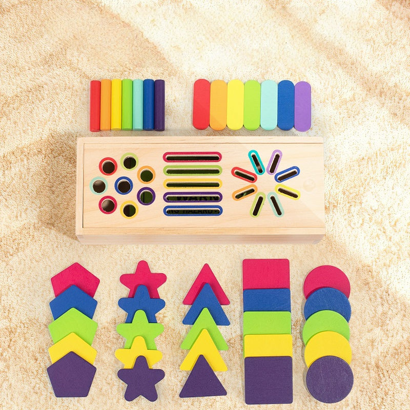 Thumbnail: 3D Shapes Geometric Solids Wooden Color Toy Sorting Toy Developmental Training M