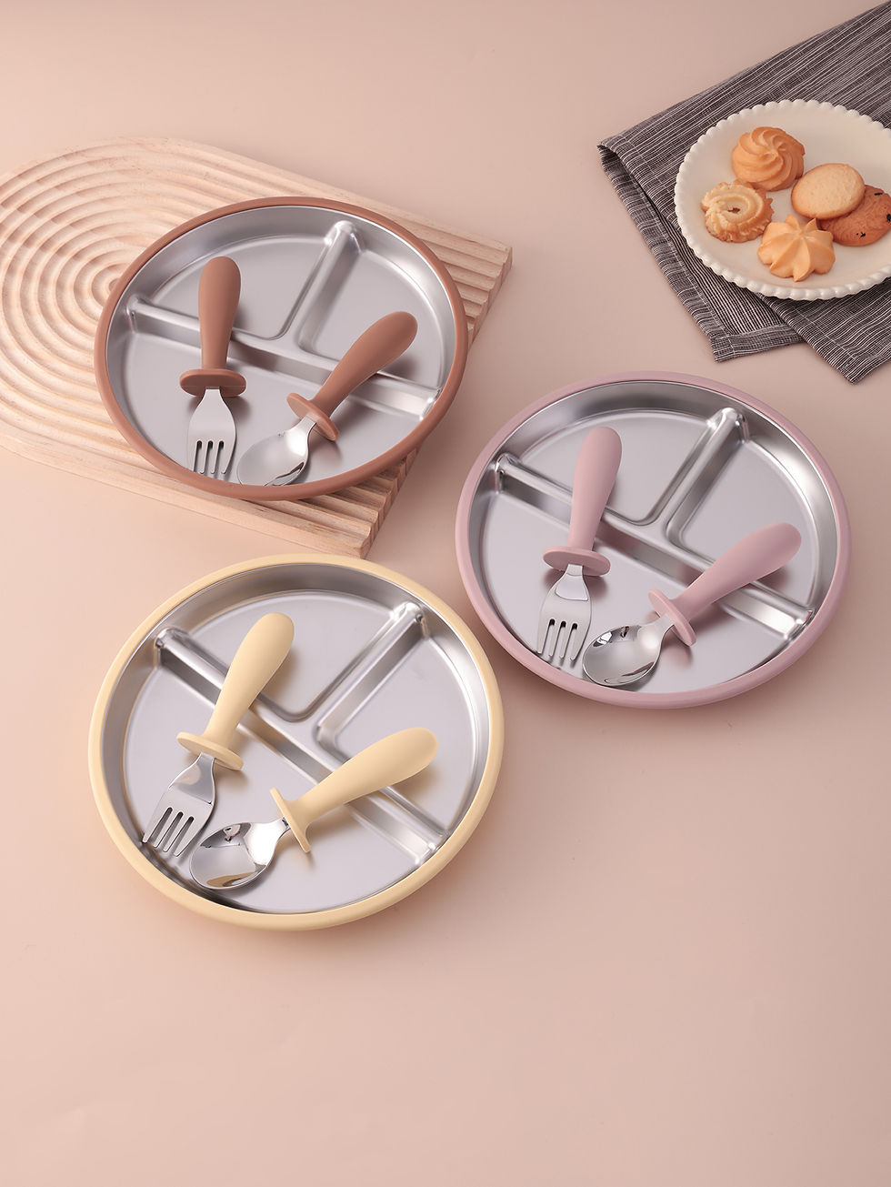 Thumbnail: 3PCS Stainless Steel Dishes Plate Baby Feeding Bowl Detachable Suction BPA Free 