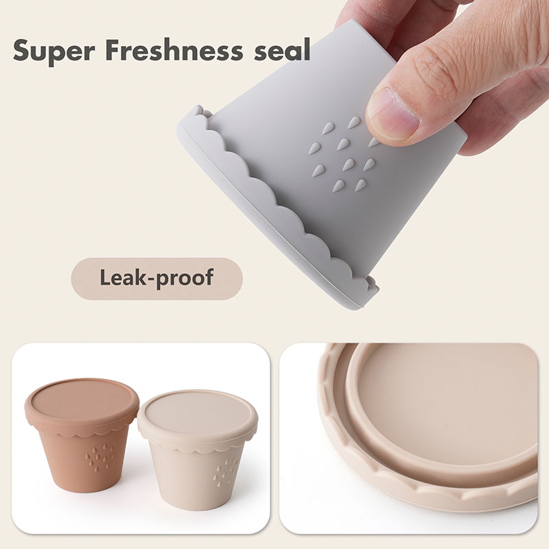 Thumbnail: 3 Pack Silicone Baby Food Storage Containers, 4 oz Reusable Small Snack Containe