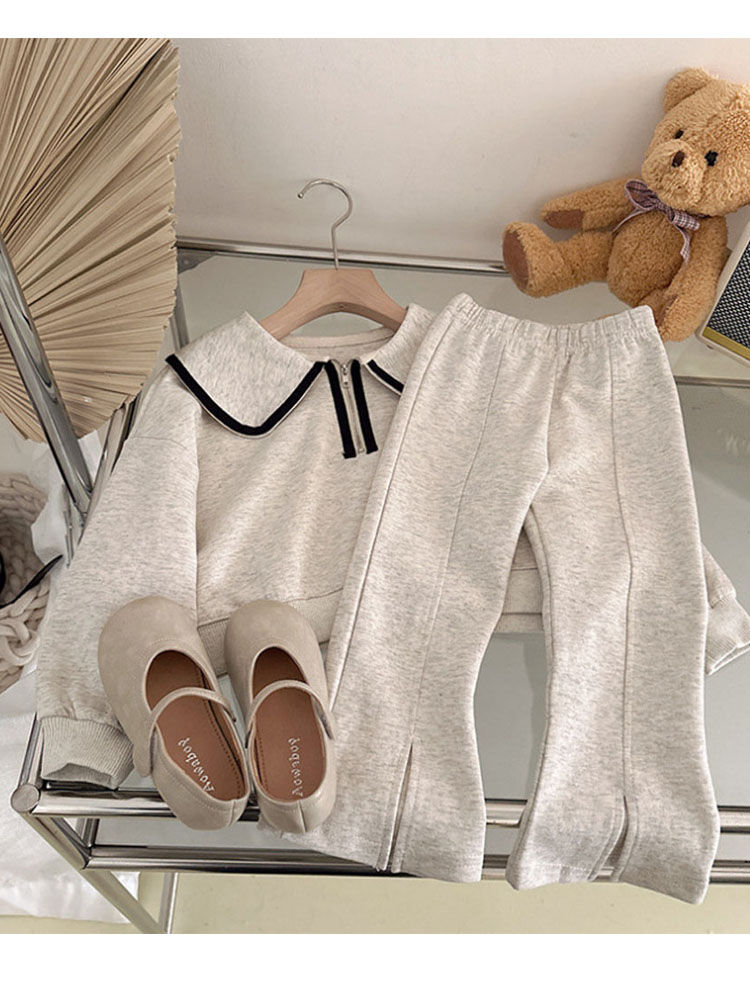 Humor Bear Girls' Spring and Autumn Korean Fashion Baby Doll Neck Long-sleeved H