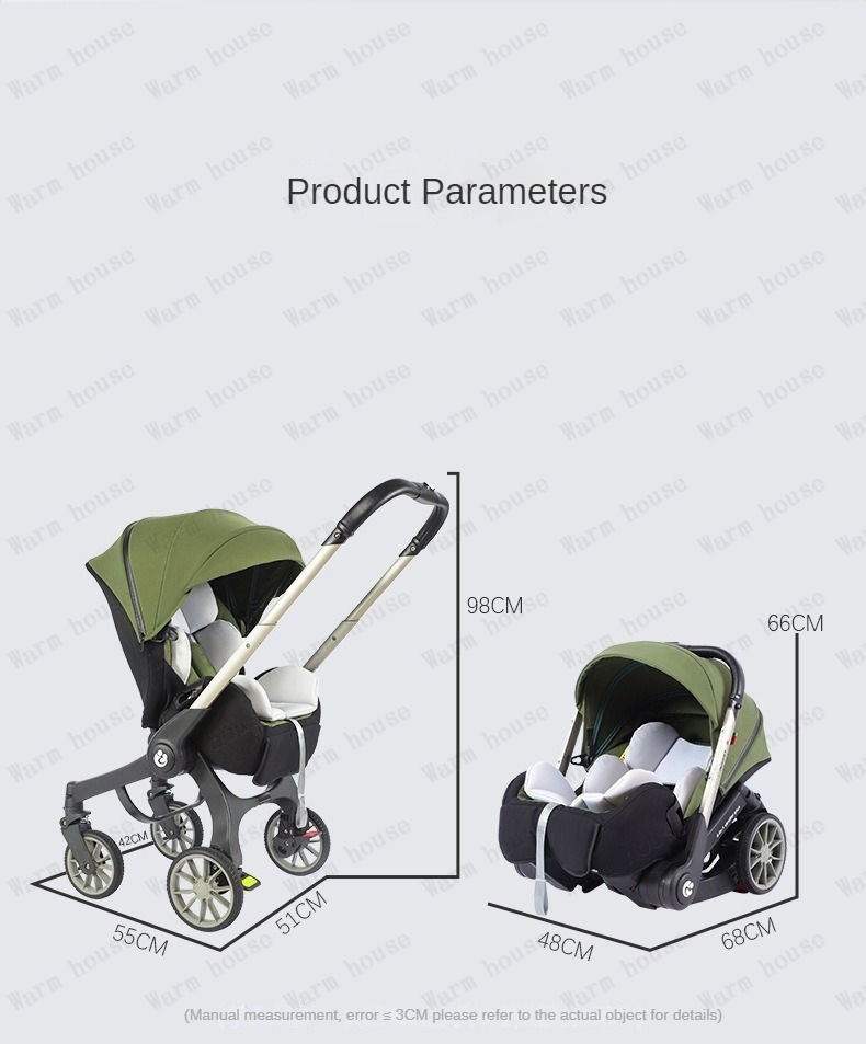 Thumbnail: 4-in-1 baby two-way stroller Multifunctional newborn baby stroller 3in1 Foldable