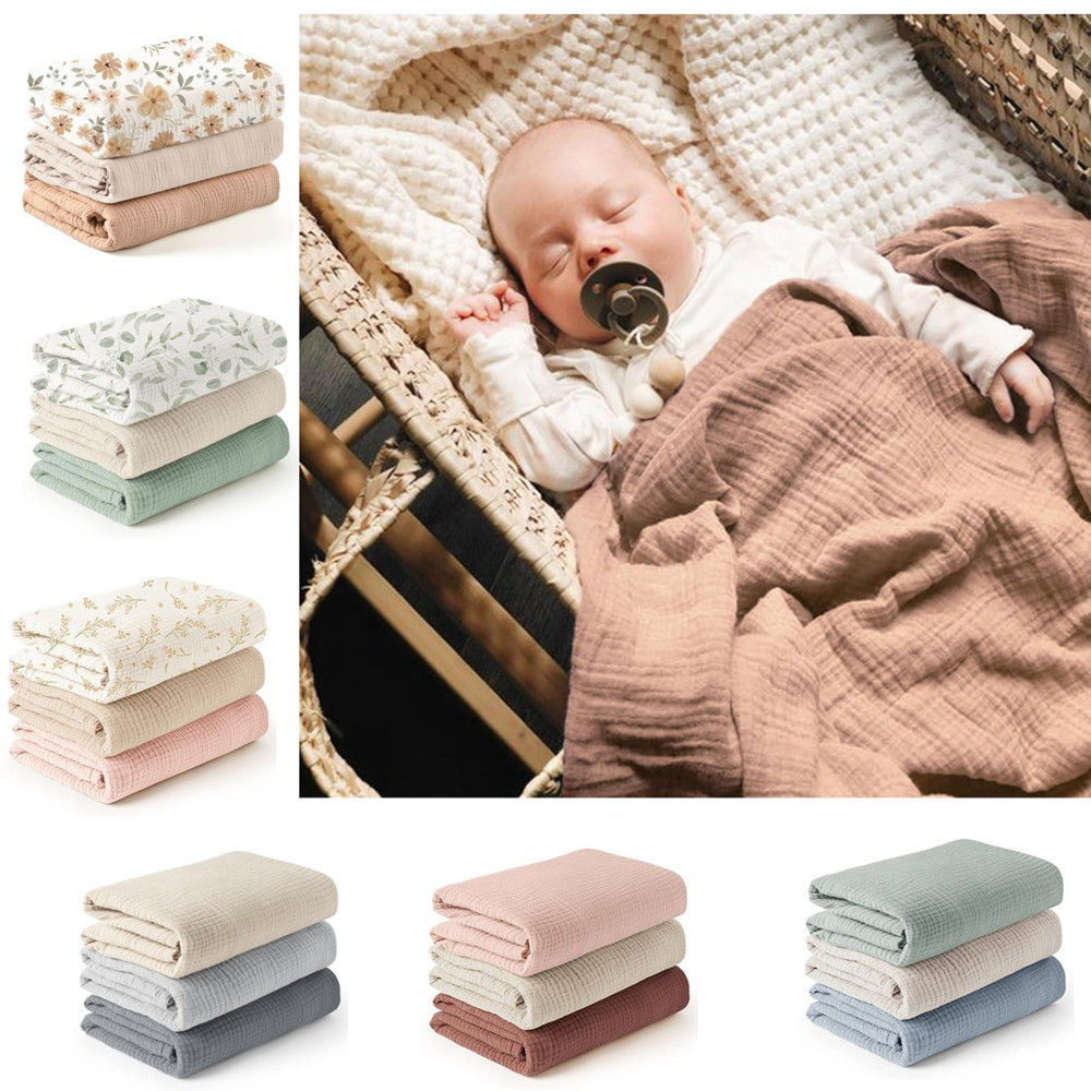 Baby cotton yarn quilt three-piece wrapping towel newborn six-layer wrapping bla