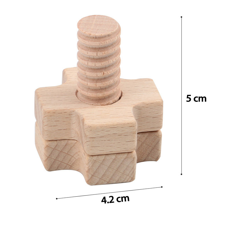 Thumbnail: Beech Baby Toys Screw Nut Wooden Building Block Early Education Geometry Shape M