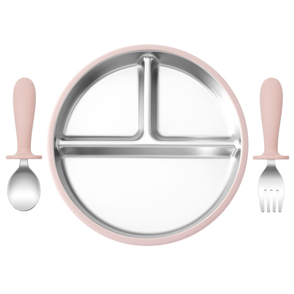 Thumbnail: 3PCS Stainless Steel Dishes Plate Baby Feeding Bowl Detachable Suction BPA Free 