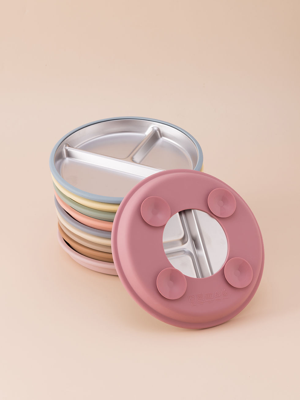 Thumbnail: 3PCS Stainless Steel Dishes Plate Baby Feeding Bowl Detachable Suction BPA Free 