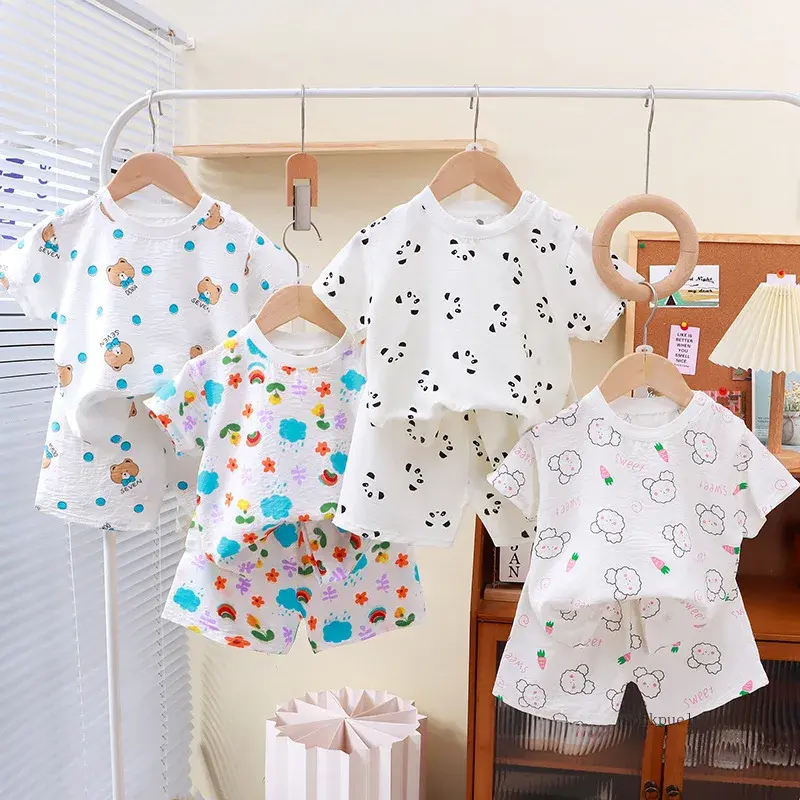 Thumbnail: Summer Kids Suit Clothes for Girls Cartoon Short Sleeve T-shirt Tops+shorts 2024