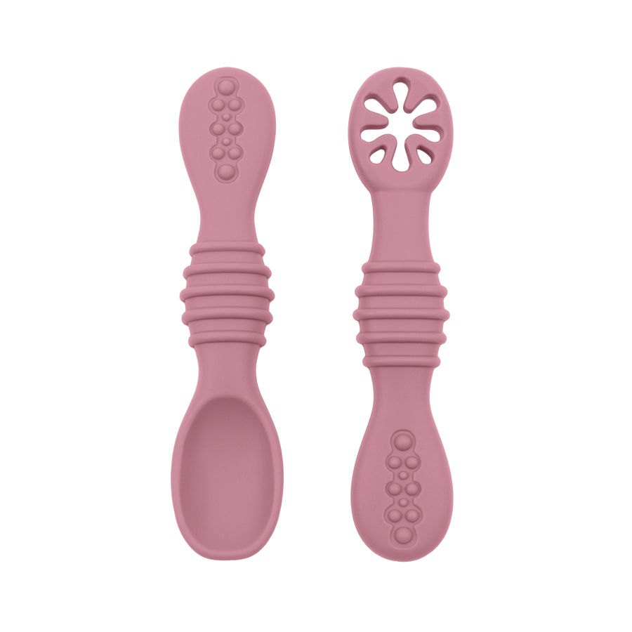 Thumbnail: 2PCS Cute Baby Learning Spoons Utensils Set Food Grade Silicone Sticky Spoon Chi