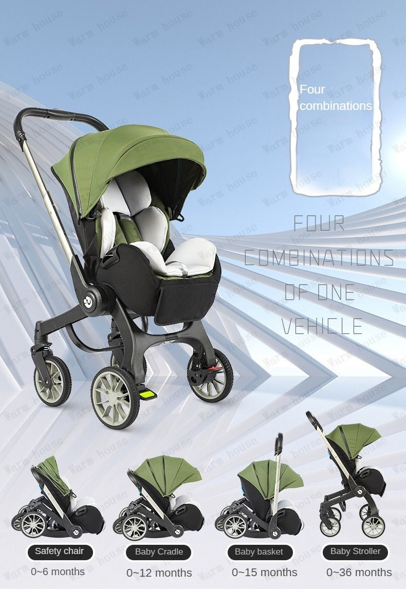 Thumbnail: 4-in-1 baby two-way stroller Multifunctional newborn baby stroller 3in1 Foldable