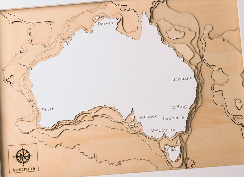 3d wooden map of australia