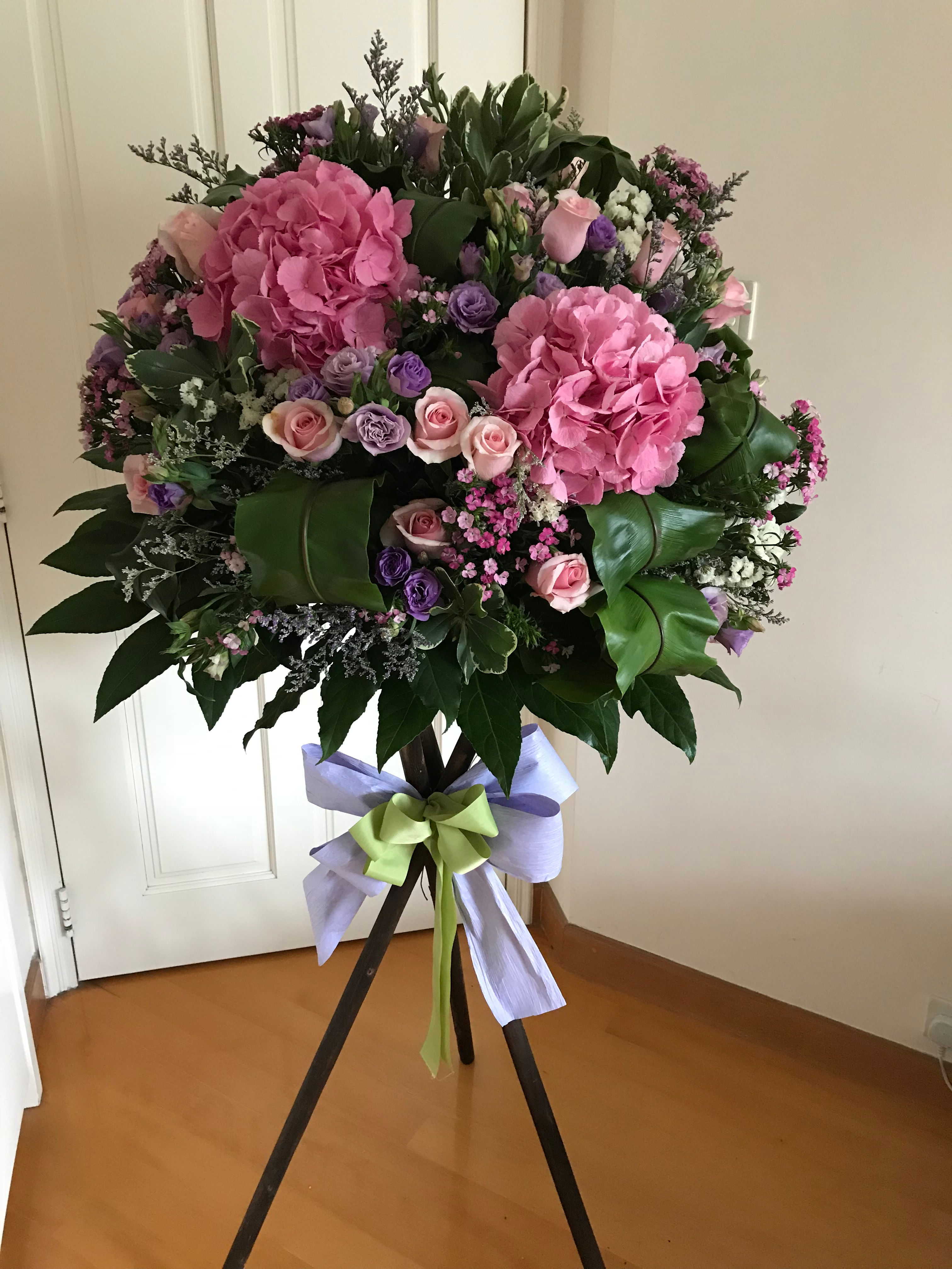Pink Hydrangea grand opening basket