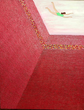 Aude Gooly_Piscine rouge 1m22x1m53 huile sur toile.jpeg