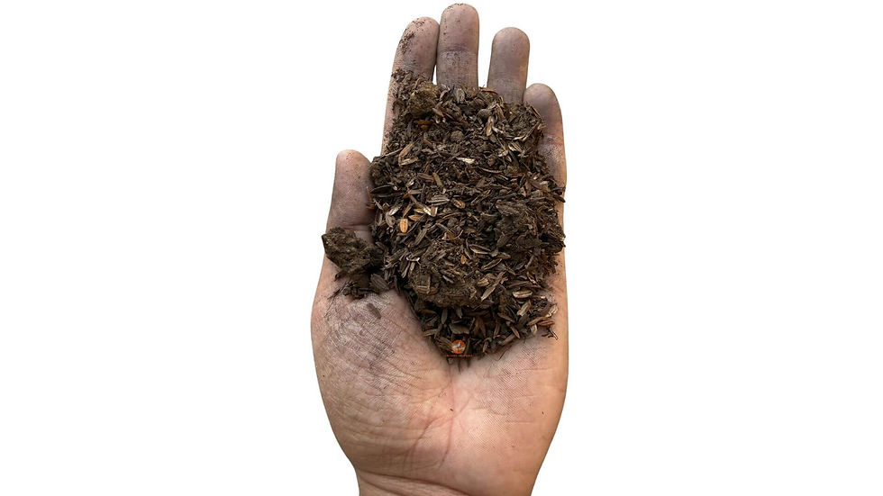 Thumbnail: Poultry Compost Blend shown on hand-palm close up view
