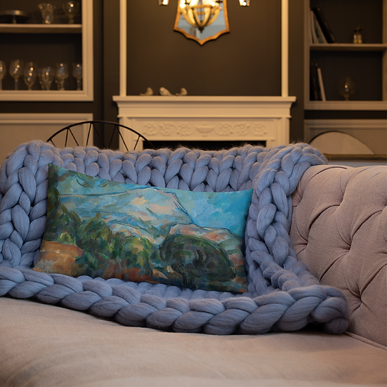 Premium Pillow. "Mount Sainte-Victoire" art by Paul Cézanne (1904)