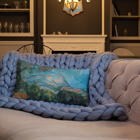 Premium Pillow. "Mount Sainte-Victoire" art by Paul Cézanne (1904)