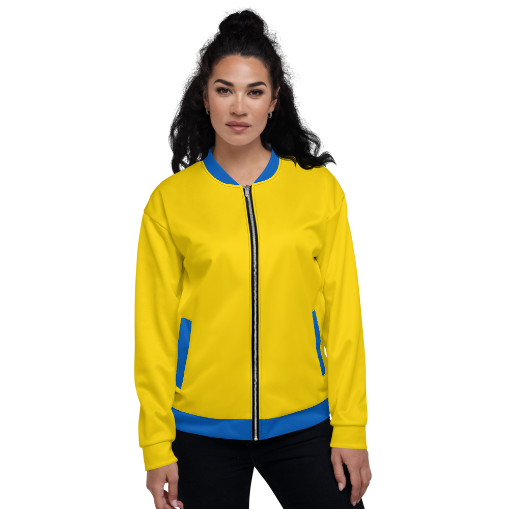 Unisex Bomber Jacket. Yellow and Blue.