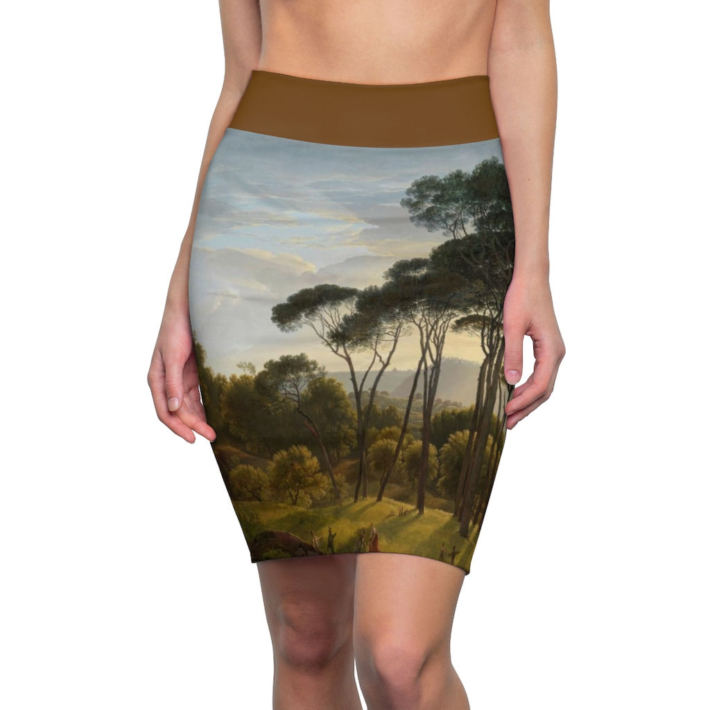 Women's Pencil Skirt. Italian Landscape with Umbrella Pines by Hendrik Voogd