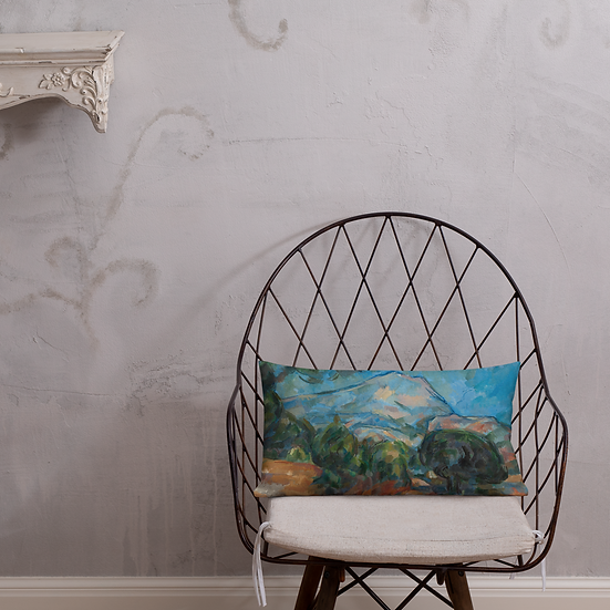 Premium Pillow. "Mount Sainte-Victoire" art by Paul Cézanne (1904)