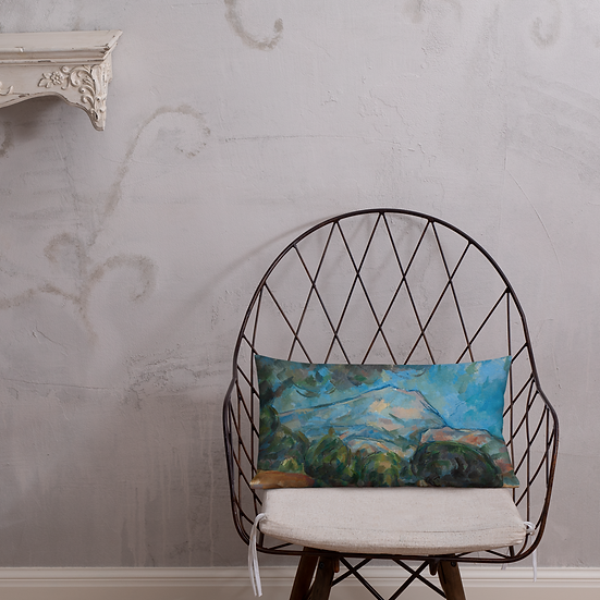 Premium Pillow. "Mount Sainte-Victoire" art by Paul Cézanne (1904)