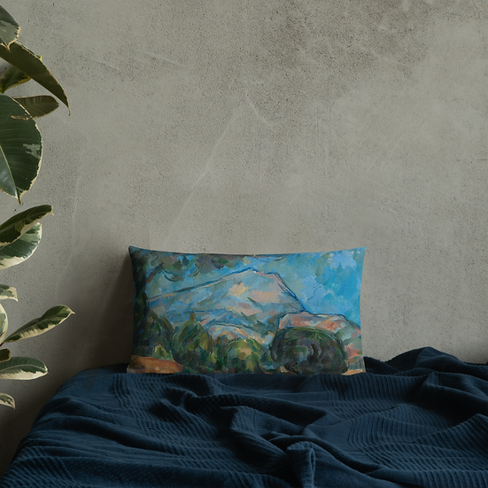 Premium Pillow. "Mount Sainte-Victoire" art by Paul Cézanne (1904)