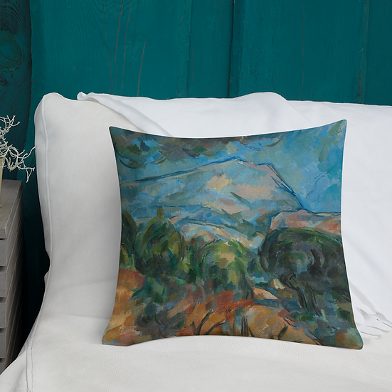 Premium Pillow. "Mount Sainte-Victoire" art by Paul Cézanne (1904)