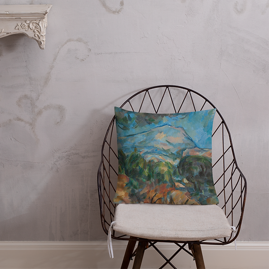 Premium Pillow. "Mount Sainte-Victoire" art by Paul Cézanne (1904)