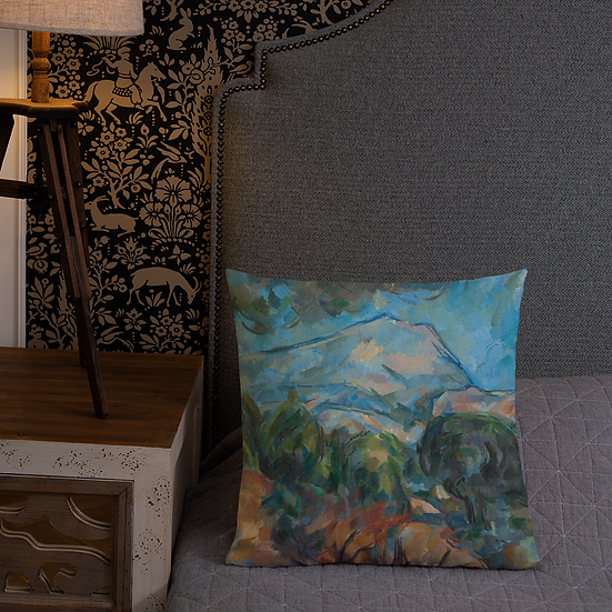 Premium Pillow. "Mount Sainte-Victoire" art by Paul Cézanne (1904)