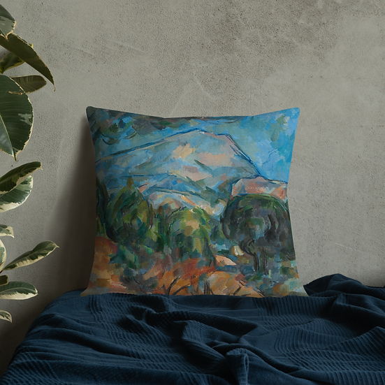 Premium Pillow. "Mount Sainte-Victoire" art by Paul Cézanne (1904)