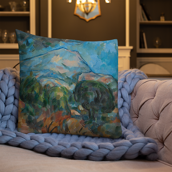 Premium Pillow. "Mount Sainte-Victoire" art by Paul Cézanne (1904)