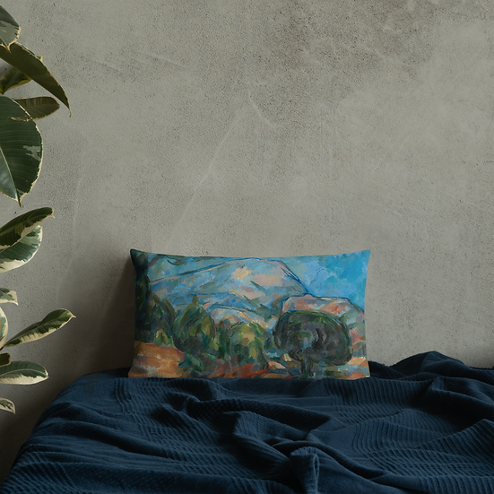 Premium Pillow. "Mount Sainte-Victoire" art by Paul Cézanne (1904)