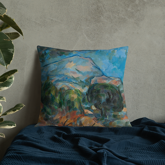 Premium Pillow. "Mount Sainte-Victoire" art by Paul Cézanne (1904)