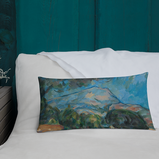 Premium Pillow. "Mount Sainte-Victoire" art by Paul Cézanne (1904)