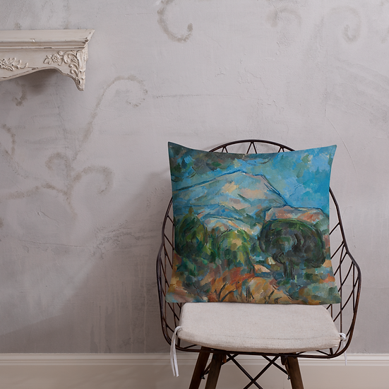 Premium Pillow. "Mount Sainte-Victoire" art by Paul Cézanne (1904)