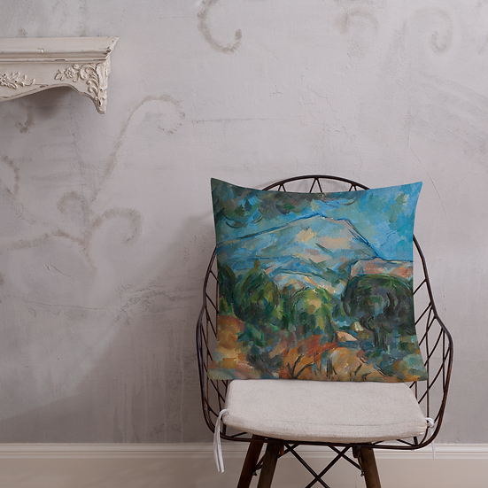 Premium Pillow. "Mount Sainte-Victoire" art by Paul Cézanne (1904)