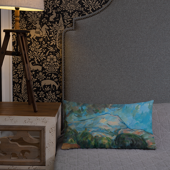 Premium Pillow. "Mount Sainte-Victoire" art by Paul Cézanne (1904)