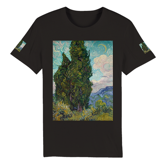 Organic Unisex Crewneck T-shirt. Artwork: Cypresses by Vincent van Gogh 