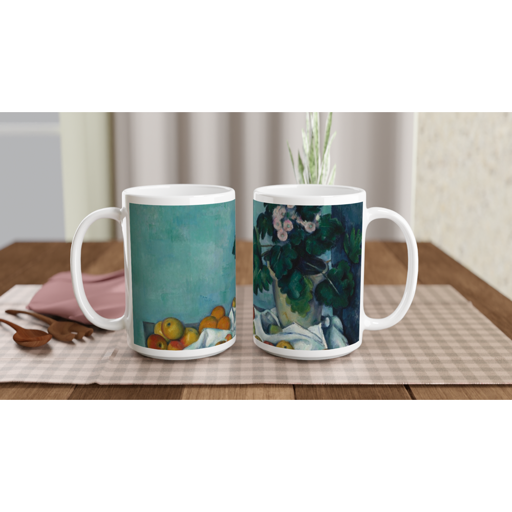 White 15oz Ceramic Mug. Artwork: Still Life with Apples and a ..., Paul Cézanne