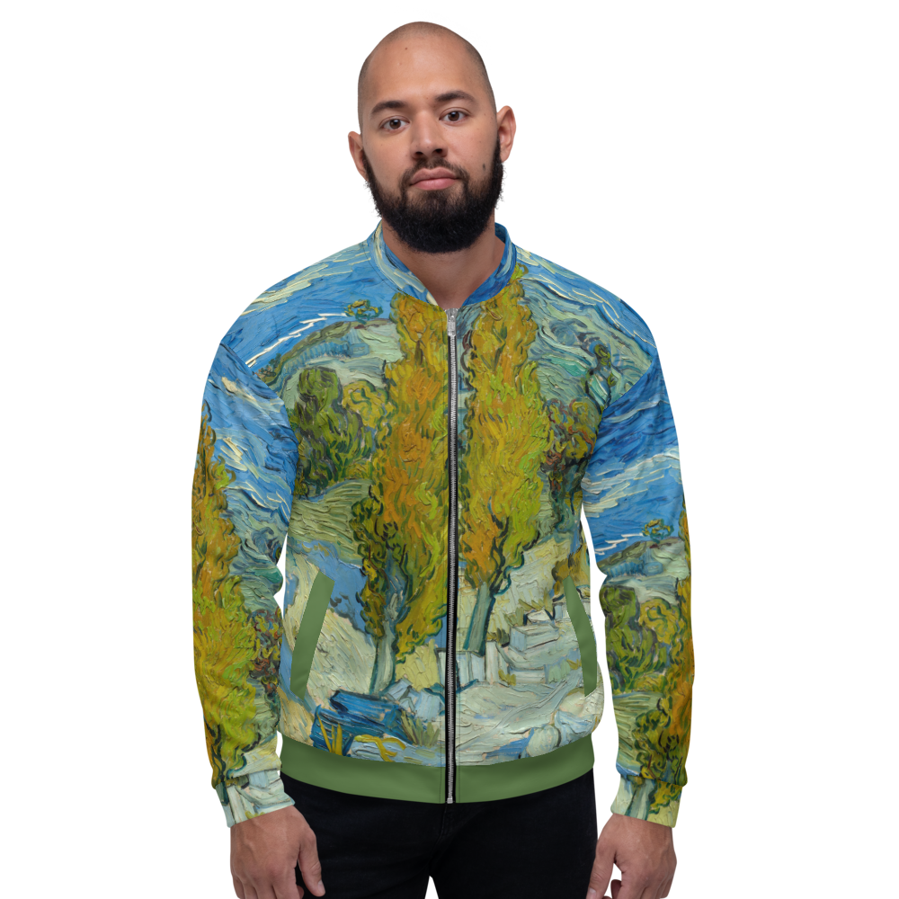 Unisex Bomber Jacket. 2 Poplars in the Alpilles near Saint-Rémy by V. van Gogh 