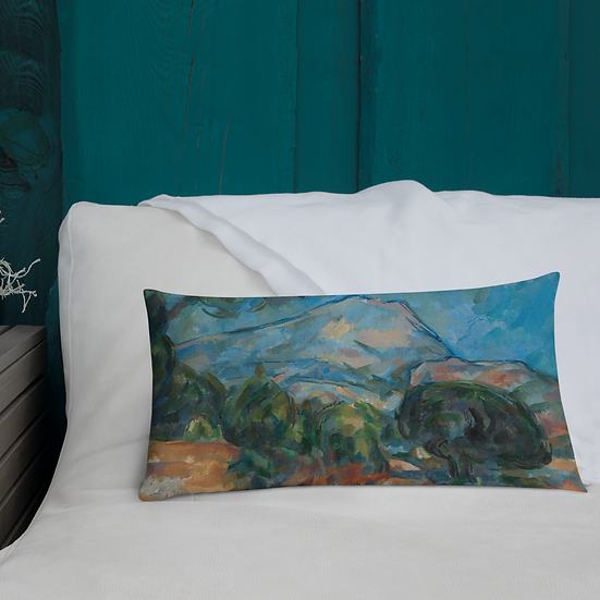 Premium Pillow. "Mount Sainte-Victoire" art by Paul Cézanne (1904)
