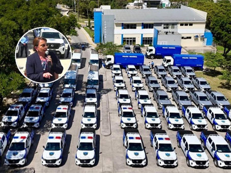 Presidenta Castro entrega flota vehicular a la Policía, también hizo un llamado a elecciones transparentes