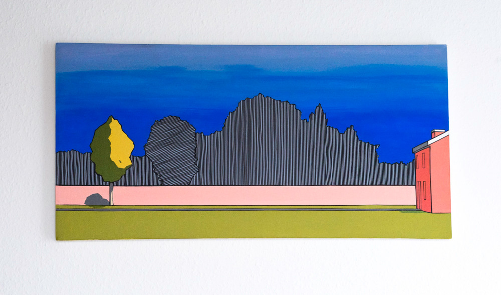 House and trees. 80 x 40