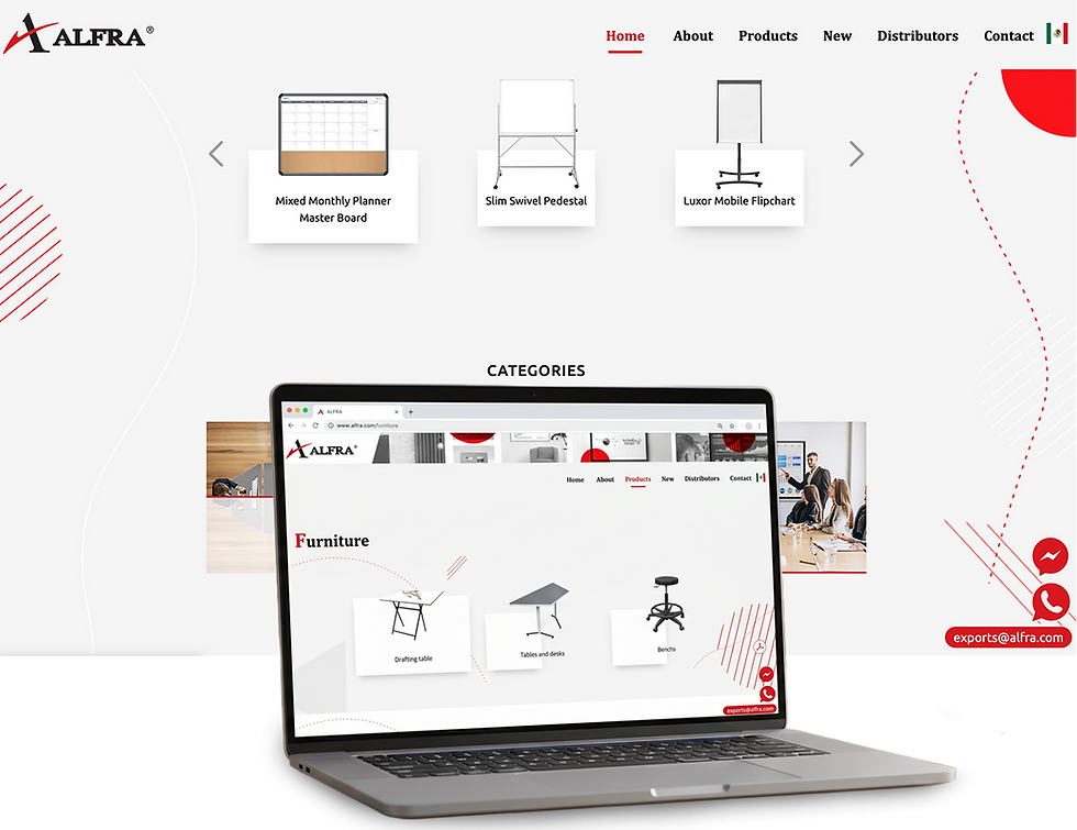 Website de Alfra sobre mockup de laptop