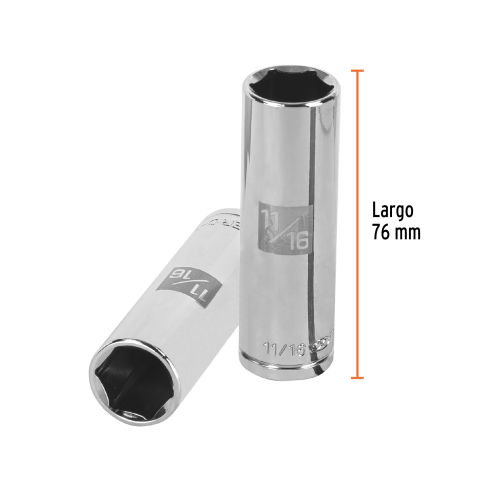 Miniatura: Dado largo de 11/16", 6 puntas, cuadro 1/2", Truper
