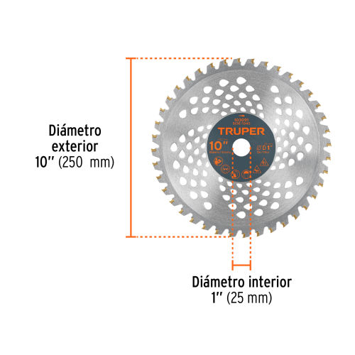 Miniatura: Disco sierra 10" para desbrozadoras, 40 dientes, TRUPER