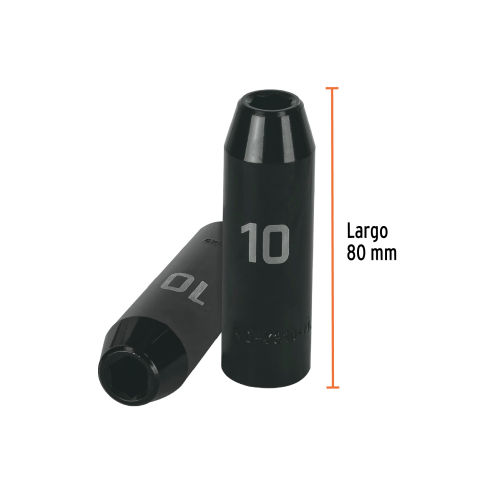 Miniatura: Dado largo cuadro 1/2" de impacto 6 puntas de 10 mm, Truper