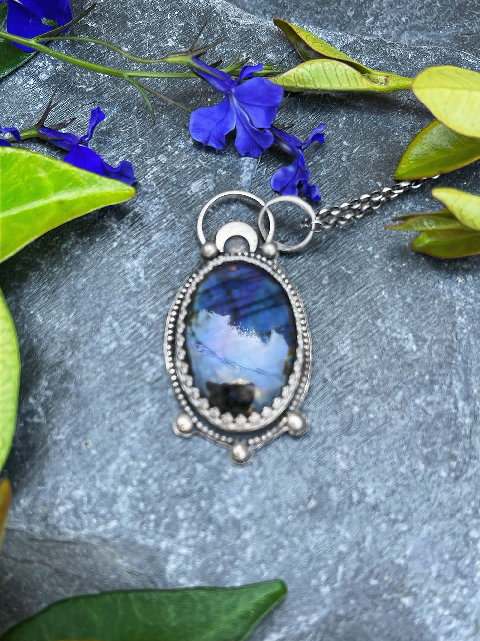 Thumbnail: No. 7 Violet Labradorite & Sterling Silver Medium Oval Pendant